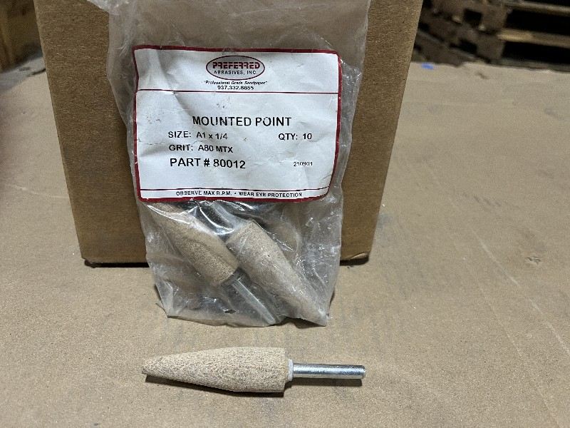 Preferred Mounted Point, Size: A1x 1/4, Grit A80 MTX - Stock #1619